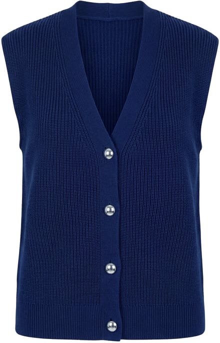 Studio Untold - Dames - Gebreid vest oversized V-hals - Donkerblauw - Maat 50+