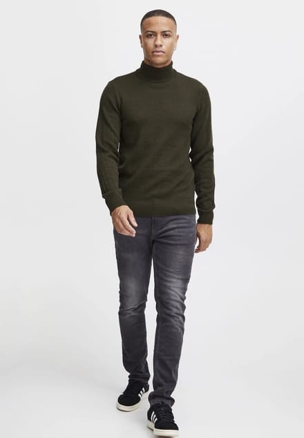 Blend - Heren Sweater (lekker fijn warm) - Coltrui - Olive – 100% cotton material - Maat XL