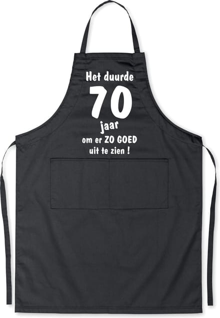 Mijncadeautje - Luxe Keukenschort - Het duurde 70 jaar - Unisex - Zwart - Leeftijd