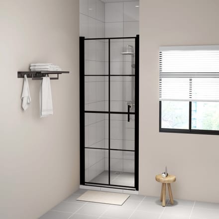 vidaXL - Douchedeur - 91x195 - cm - gehard - glas - zwart