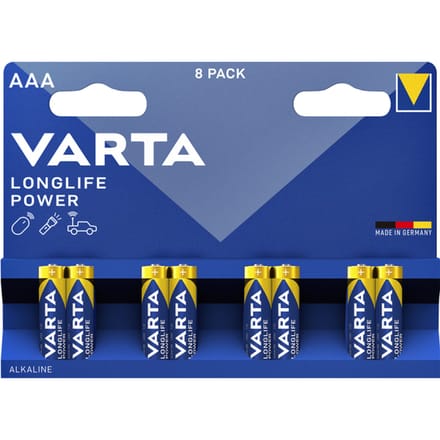 VARTA batterijen Longlife Power, spanning 1,5 V, extra lange levensduur, Micro AAA, 8 stuks