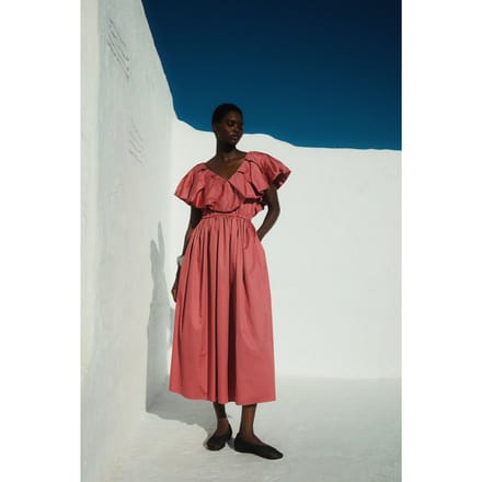 Devotion Twins Deos Long Dress Poplin Rosewine Größe: L | Maxikleider Outlet | Damen | Rosa