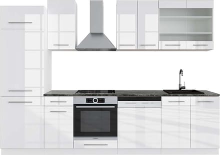Vicco Fame-Line Complete keukeneenheid – 300 cm, WB Antraciet Wit hoogglans/wit