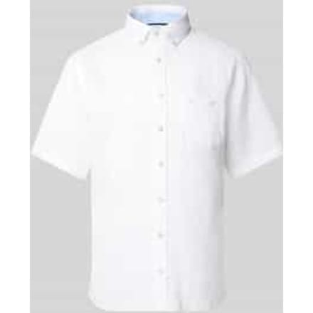 Fynch-Hatton Overhemd Premium Short Sleeve Linnen Button-Down Wit / male