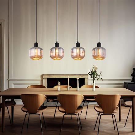 Globo - hanglamp - TOM - zwart - glas - grote eettafellamp - E14 - 30500408