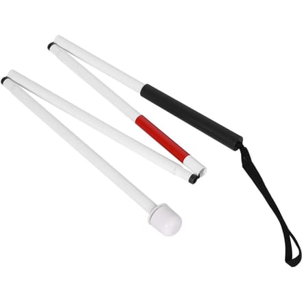 Canne pliante en alliage d'aluminium à 4 sections de 127 cm pour les aveugles white