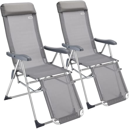 Casaria Aluminium Tuinstoel - 2 Stuks Verstelbaar - Grijs