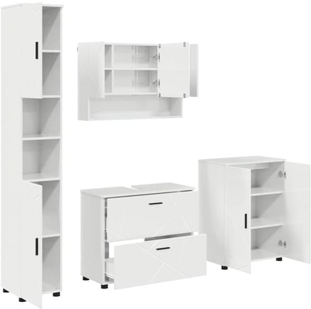 vidaXL - Badkamermeubel - Set - 4 - st - Hoogglans - wit - 35 - x - 30 - x - 192 - cm