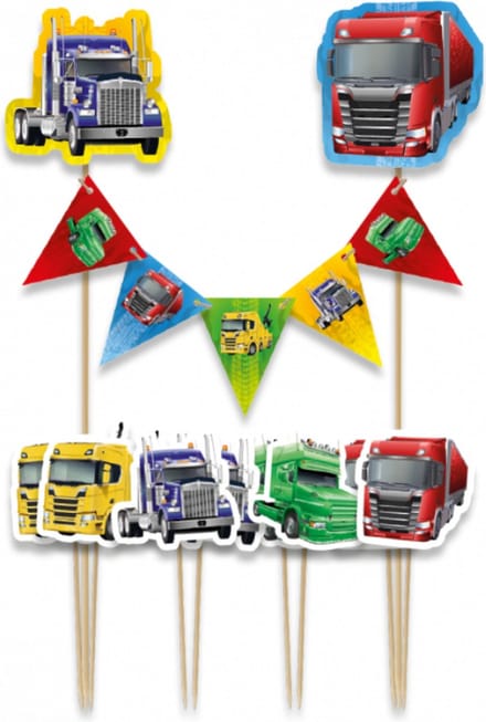 Paperdreams - Taartdecoratie set trucks - 9 stuks