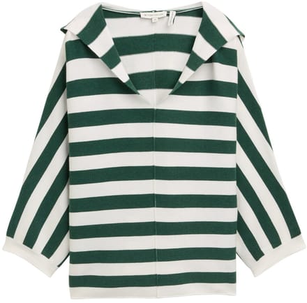 Tom Tailor - Gebreide trui met capuchon - Maat M - green melange block stripe