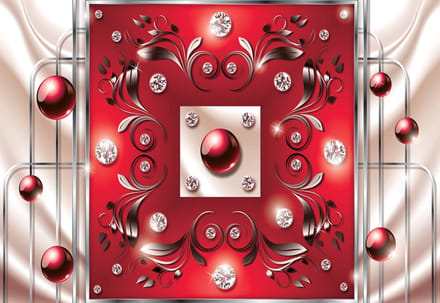 Fotobehang Red Diamond Abstract Modern | PANORAMIC - 250cm x 104cm | 130g/m2 Vlies