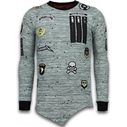 Longfit Asymmetric Embroidery - Sweater Patches - US Army - Groen