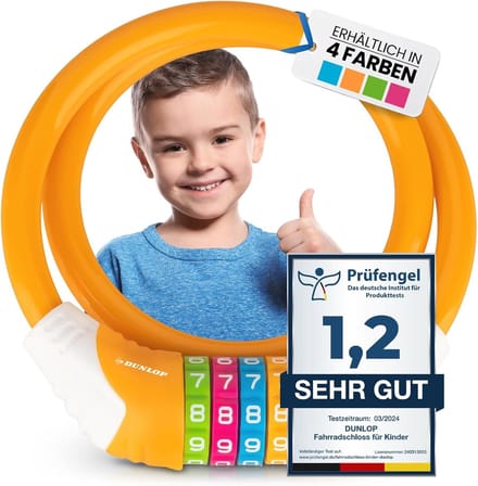 Fietsslot Kinderen - Cijferslot Fiets - Fiets Beveiligen - Kleurcodering Code - 65 cm - Oranje
