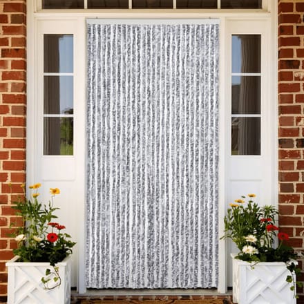 vidaXL - Vliegengordijn - 118x220 - cm - chenille - wit - en - grijs