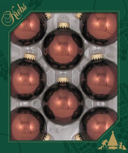 Krebs kerstballen - 8x - bruin kleur - D7 cm - glas - kerstversiering - kerstboomversiering