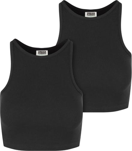 Urban Classics - Organic Rib Crop top - 5XL - Zwart/Zwart