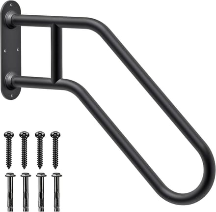 Buiten Leuning - Trap Greep - Veilig Lopen - Dubbele Ondersteuning - 71 cm Lengte - Zwart