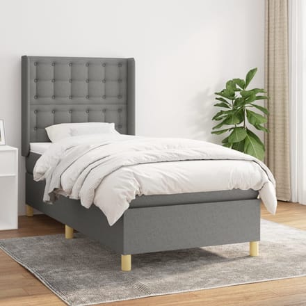 vidaXL - Boxspring - met - matras - stof - donkergrijs - 80x200 - cm