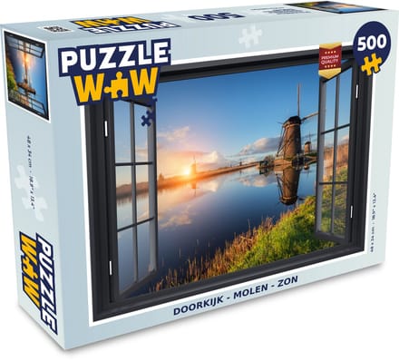 Puzzel Doorkijk - Molen - Zon - Legpuzzel - Puzzel 500 stukjes