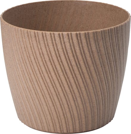 Form Plastic Plantenpot/bloempot Waves - kunststof - lichtbruin - D15 x H12 cm - rond