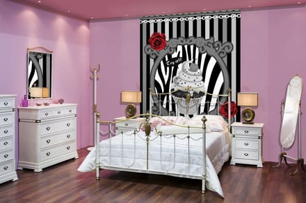 Cupcake Stripes Grey Photo Wallcovering