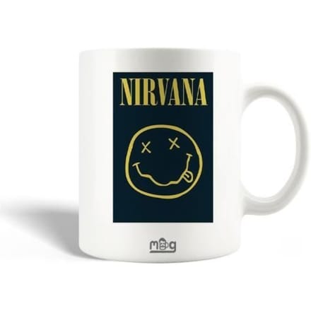 Mug en Céramique Nirvana Groupe de pop Logo Jaune Fond Noir