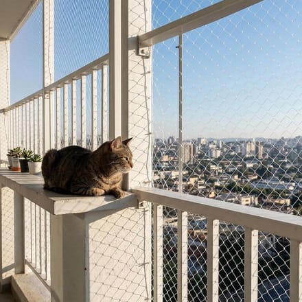 Kattennet Balkon - Veiligheidsnet - Kattenbescherming - Onzichtbare Bescherming - 2.5 x 10 meter - Wit
