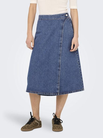 ONLY - ONLTHEA WRAP MIDI SKIRT DNM CS DOT - Dames - Rokken