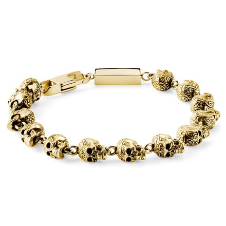 Rico | Goudkleurige Roestvrijstalen Schedelarmband