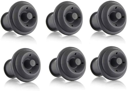 Vacuümstoppers (6 stuks) - Zwart - Wijnconserveringsmiddel - Verlengt de houdbaarheid