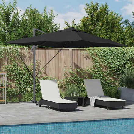 vidaXL - Parasol - 352 - x - 251 - x - 265 - cm - Polyester - en - Aluminium - Zwart