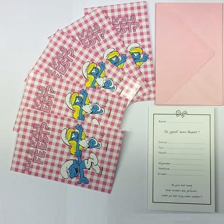 Smurfen Uitnodigingen met envelop 6 stuks