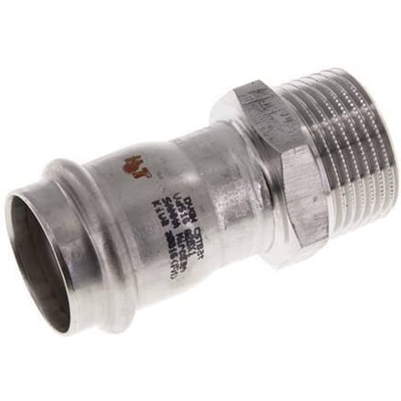 Perskoppeling - 28mm Persmof & R 1'' Buiseinde - RVS