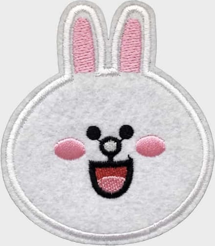 Patchy® – LINE Friends Cony - Wit Konijn Strijkpatch - Strijkembleem - Strijkapplicatie - Badge - Patches (WOP)