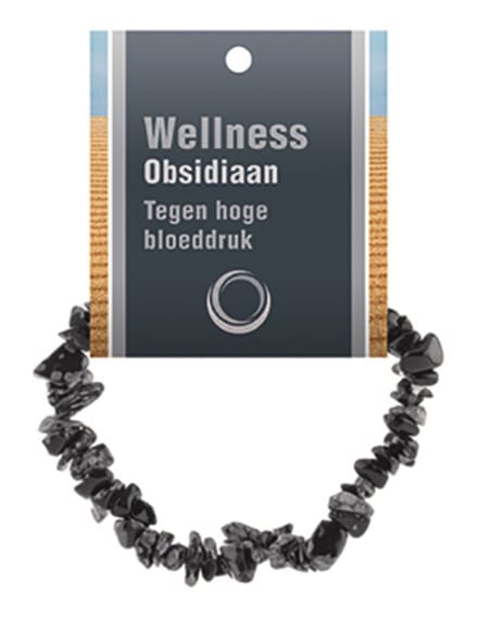 Obsidiaan sneeuwvlok splitarmband + kaart