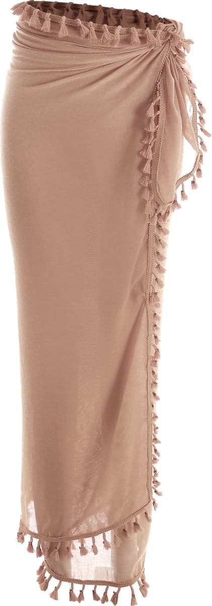 Emilie Collection - pareo - lang - franjes - 100 % katoen - bruin