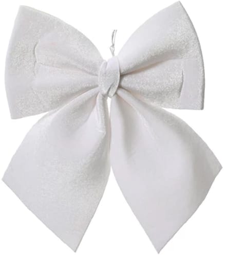 Decoris Kersthanger strik - wit - polyester - glanzend - 24 cm - kerstornament - kerststrikken