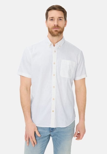 camel active Korte mouwen shirt van linnenmix - Maat - Witmenswear-6XL