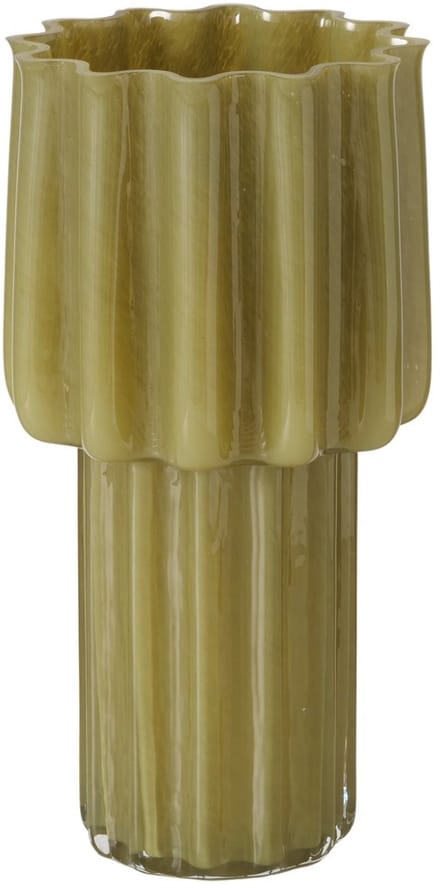 Boltze - Designvaas - Handgemaakt - Vaas - Olijf groen - Glas - 17.7 x 34.5cm