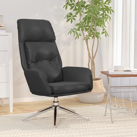 vidaXL - Relaxstoel - echt - leer - zwart
