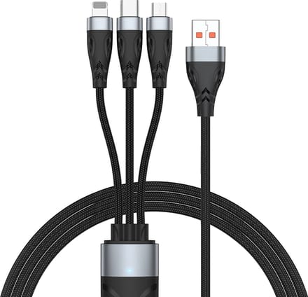 Multi oplader kabel USB 3.0 naar USB-C / Micro-USB / 8-pin - snelladen - adapter - geschikt voor Lightning - 2 meter - zwart - Provium