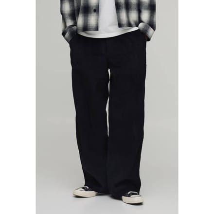 Baggy Corduroy Broek met Geweven Label | Black | Size Large