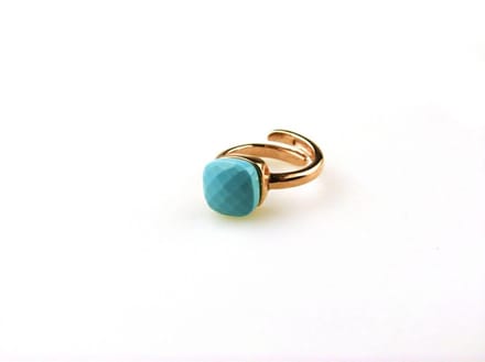 ring in zilver roze verguld model carré turkooise steen
