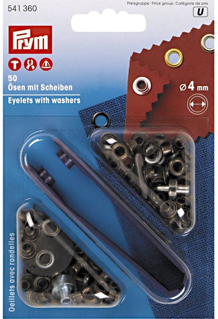 PRYM - RINGEN EN SCHIJVEN - 4MM - OUD MESSING - 1X50ST.