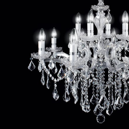 Ideal Lux kroonluchter Florian chroomkleurig, kristal, 12flg.