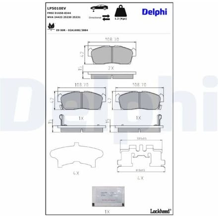 Remblokkenset, schijfrem DELPHI LP5010EV