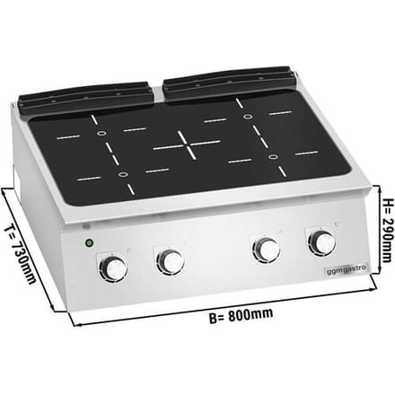 GGM Gastro Infrarotherd - 12,8 kW - 4 Kochfelder Zilver