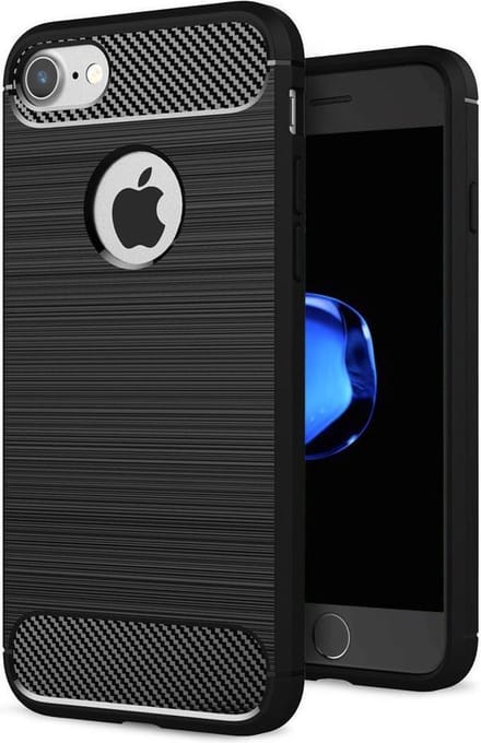 Geborsteld TPU Hoesje Zwart Geschikt voor Apple iPhone 7 / iPhone 8