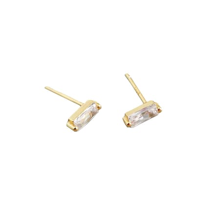YOLA Stud Oorbellen | Wit/Goud | 7,8 x 3 mm | 925 Silver