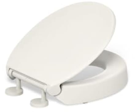 Verhoogde Toiletbril met Rustig Sluiten en Ronde Voorkant - Wit